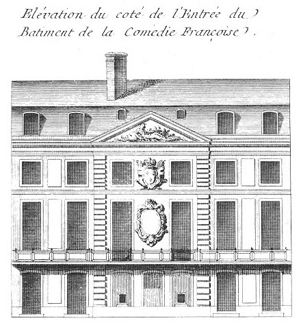 Entrée de la Comédie-Française, rue des Fossés Saint-Germain. Planche de l’Encyclopédie de Diderot et d’Alembert (Paris, 1772)